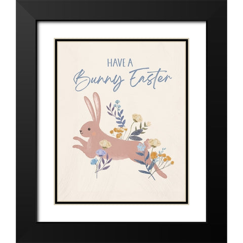 Bunny Easter Black Modern Wood Framed Art Print with Double Matting by Blue, Nina