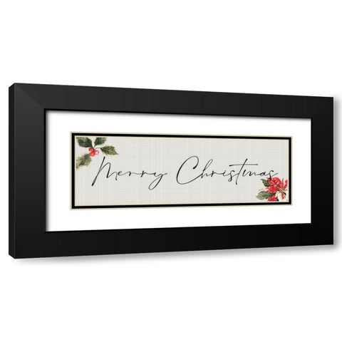 Merry Christmas Black Modern Wood Framed Art Print with Double Matting by Blue, Nina