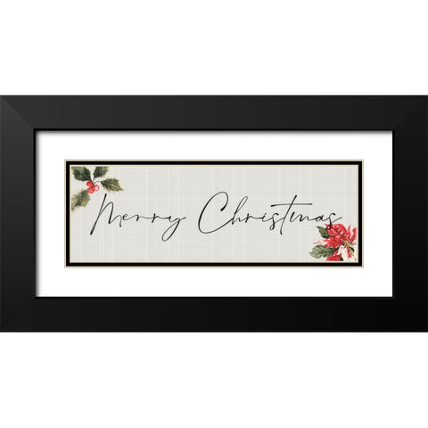 Merry Christmas Black Modern Wood Framed Art Print with Double Matting by Blue, Nina