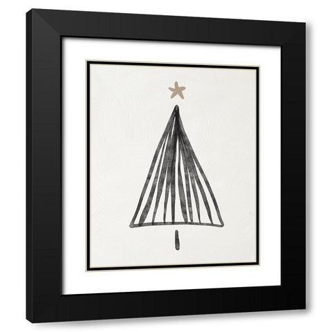 Modern Christmas Tree III Black Modern Wood Framed Art Print with Double Matting by Blue, Nina