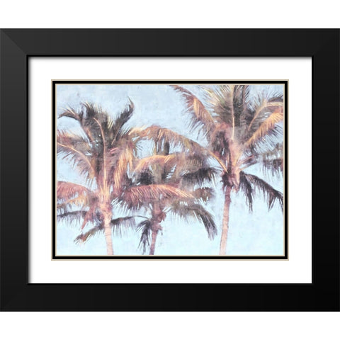 Fun Palms II Black Modern Wood Framed Art Print with Double Matting by Blue, Nina