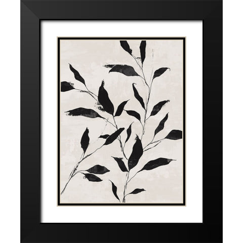 Noir Botanical Black Modern Wood Framed Art Print with Double Matting by Blue, Nina