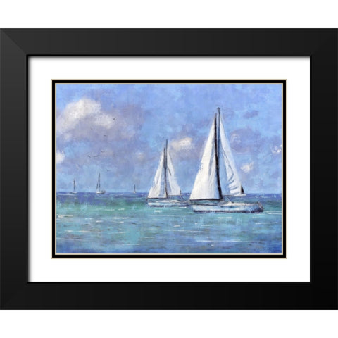 Sailing Day Black Modern Wood Framed Art Print with Double Matting by Blue, Nina