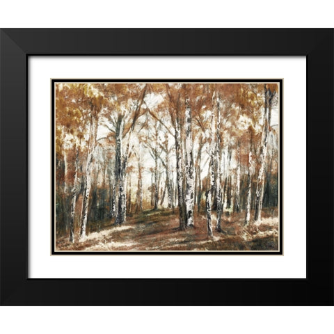Rusted Hearth Birch Trees Black Modern Wood Framed Art Print with Double Matting by Blue, Nina