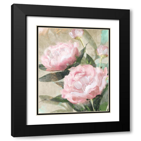 Bountiful Peonies II Black Modern Wood Framed Art Print with Double Matting by Blue, Nina