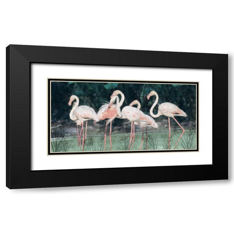 Peach Flamingo III Black Modern Wood Framed Art Print with Double Matting by Blue, Nina