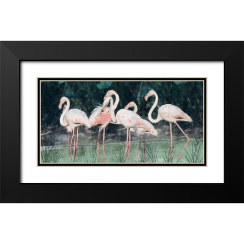 Peach Flamingo III Black Modern Wood Framed Art Print with Double Matting by Blue, Nina
