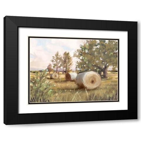 Hay Bales Black Modern Wood Framed Art Print with Double Matting by Blue, Nina