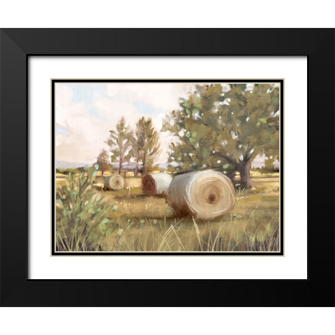 Hay Bales Black Modern Wood Framed Art Print with Double Matting by Blue, Nina