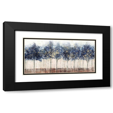 Golden Blue Trees Black Modern Wood Framed Art Print with Double Matting by Blue, Nina