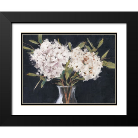 Simple Hydrangeas Black Modern Wood Framed Art Print with Double Matting by Blue, Nina