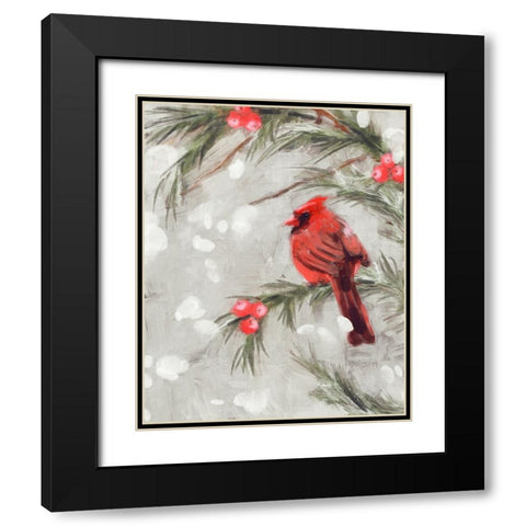 Cardinal III Black Modern Wood Framed Art Print with Double Matting by Blue, Nina