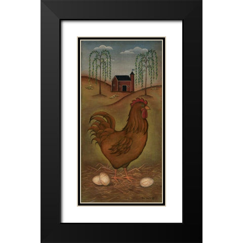 Hen Black Modern Wood Framed Art Print with Double Matting by Lewis, Kim