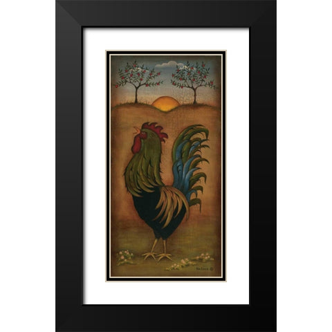 Rooster Black Modern Wood Framed Art Print with Double Matting by Lewis, Kim