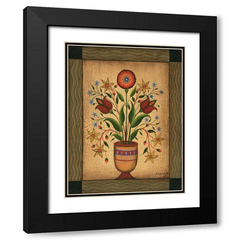 Floral Black Modern Wood Framed Art Print with Double Matting by Lewis, Kim