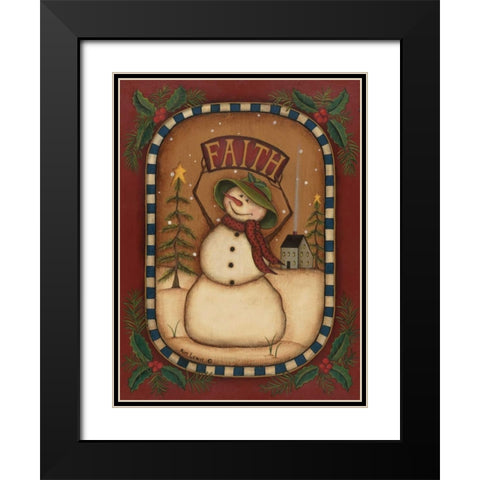 Faith Snowman Black Modern Wood Framed Art Print with Double Matting by Lewis, Kim