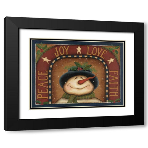 snowman Black Modern Wood Framed Art Print with Double Matting by Lewis, Kim