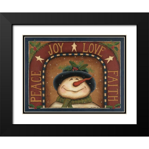 snowman Black Modern Wood Framed Art Print with Double Matting by Lewis, Kim