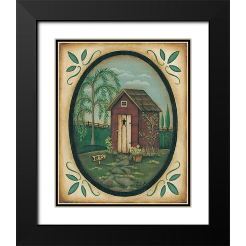 Her Outhouse Black Modern Wood Framed Art Print with Double Matting by Lewis, Kim