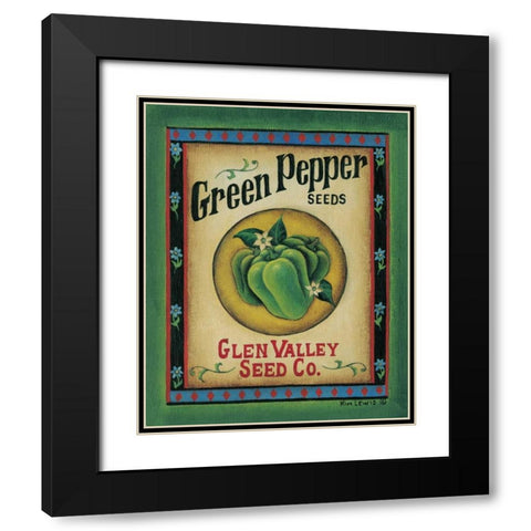 Green Pepper Seeds Black Modern Wood Framed Art Print with Double Matting by Lewis, Kim