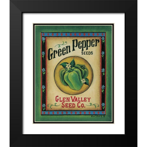 Green Pepper Seeds Black Modern Wood Framed Art Print with Double Matting by Lewis, Kim