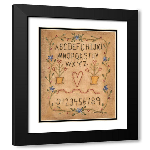 ABC Black Modern Wood Framed Art Print with Double Matting by Lewis, Kim