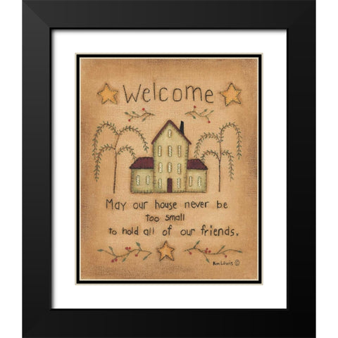 Welcome Black Modern Wood Framed Art Print with Double Matting by Lewis, Kim
