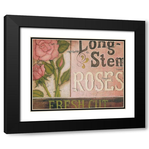 Long Stem Roses Black Modern Wood Framed Art Print with Double Matting by Lewis, Kim