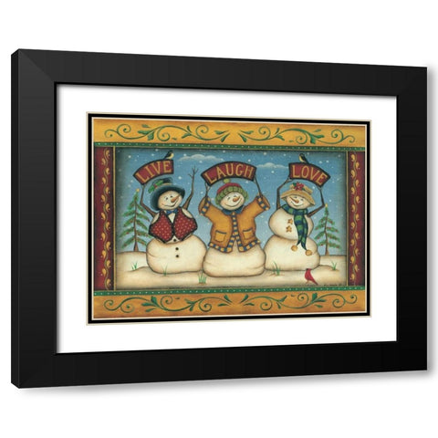 Live-Laugh-Love Black Modern Wood Framed Art Print with Double Matting by Lewis, Kim