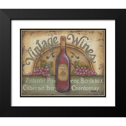 Vintage Wines Black Modern Wood Framed Art Print with Double Matting by Lewis, Kim