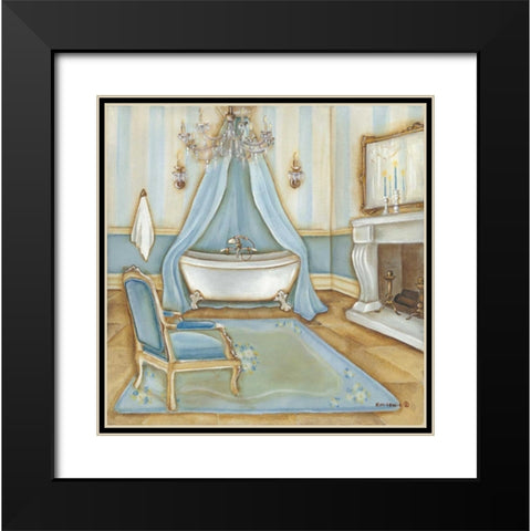 Blue Bath Black Modern Wood Framed Art Print with Double Matting by Lewis, Kim