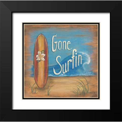 Gone Surfing Black Modern Wood Framed Art Print with Double Matting by Lewis, Kim