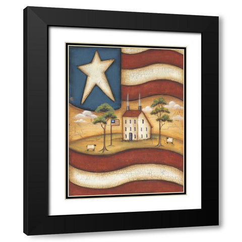 Folk Flag Black Modern Wood Framed Art Print with Double Matting by Lewis, Kim