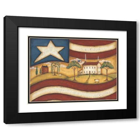 Folk Flag II Black Modern Wood Framed Art Print with Double Matting by Lewis, Kim