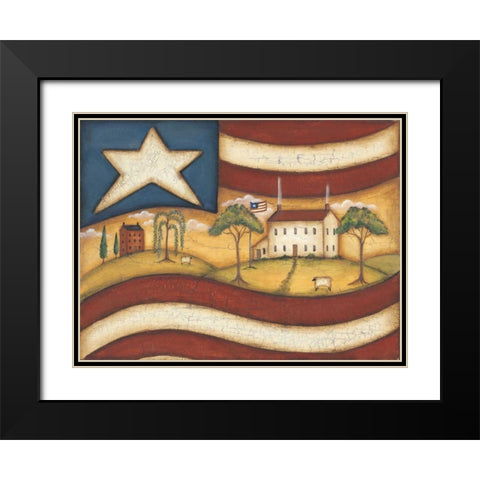 Folk Flag II Black Modern Wood Framed Art Print with Double Matting by Lewis, Kim