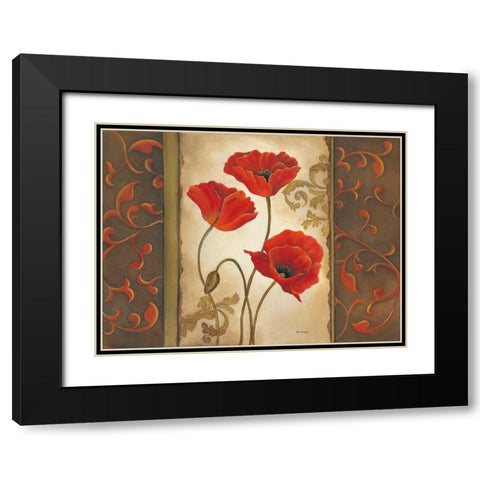 Poppy II Black Modern Wood Framed Art Print with Double Matting by Lewis, Kim