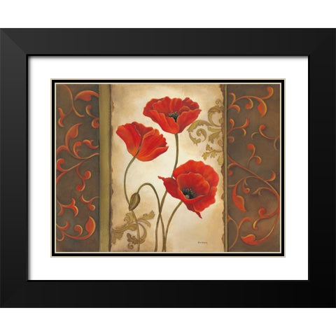 Poppy II Black Modern Wood Framed Art Print with Double Matting by Lewis, Kim