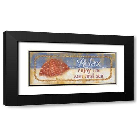 Enjoy the Sand and Sea Black Modern Wood Framed Art Print with Double Matting by Lewis, Kim