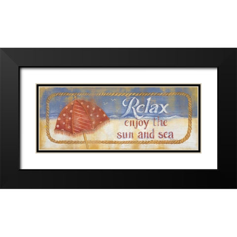 Enjoy the Sand and Sea Black Modern Wood Framed Art Print with Double Matting by Lewis, Kim