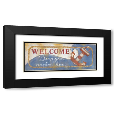 Drop Your Anchor Here Black Modern Wood Framed Art Print with Double Matting by Lewis, Kim