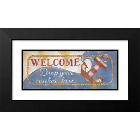 Drop Your Anchor Here Black Modern Wood Framed Art Print with Double Matting by Lewis, Kim
