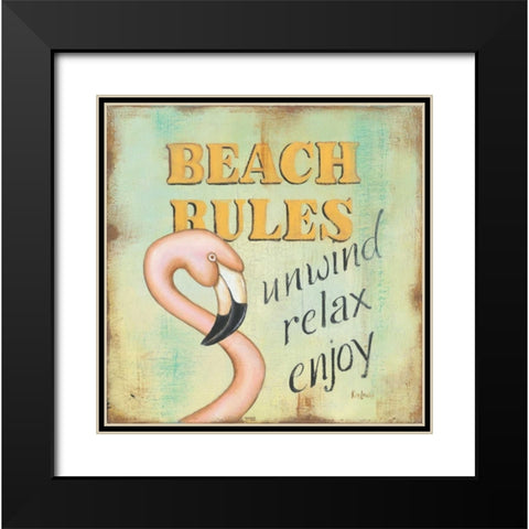 Beach Rules Black Modern Wood Framed Art Print with Double Matting by Lewis, Kim