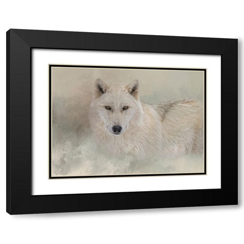 Snow Wolf Black Modern Wood Framed Art Print with Double Matting by Parker, Kelley