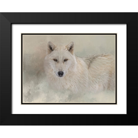Snow Wolf Black Modern Wood Framed Art Print with Double Matting by Parker, Kelley