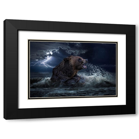 Lightning Warrior Black Modern Wood Framed Art Print with Double Matting by Parker, Kelley