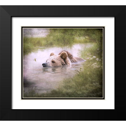 Bearly Swimming Black Modern Wood Framed Art Print with Double Matting by Parker, Kelley