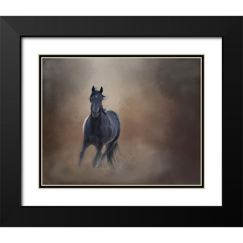 Knighthawk - S Steens Wild Stallion Black Modern Wood Framed Art Print with Double Matting by McFerrin, Larry