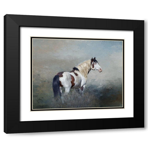 Shaman - S Steens Wild Stallion Black Modern Wood Framed Art Print with Double Matting by McFerrin, Larry