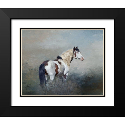 Shaman - S Steens Wild Stallion Black Modern Wood Framed Art Print with Double Matting by McFerrin, Larry