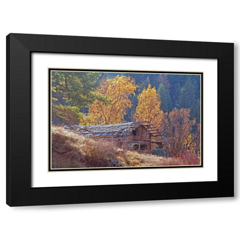 North Fork Cabin Black Modern Wood Framed Art Print with Double Matting by McFerrin, Larry